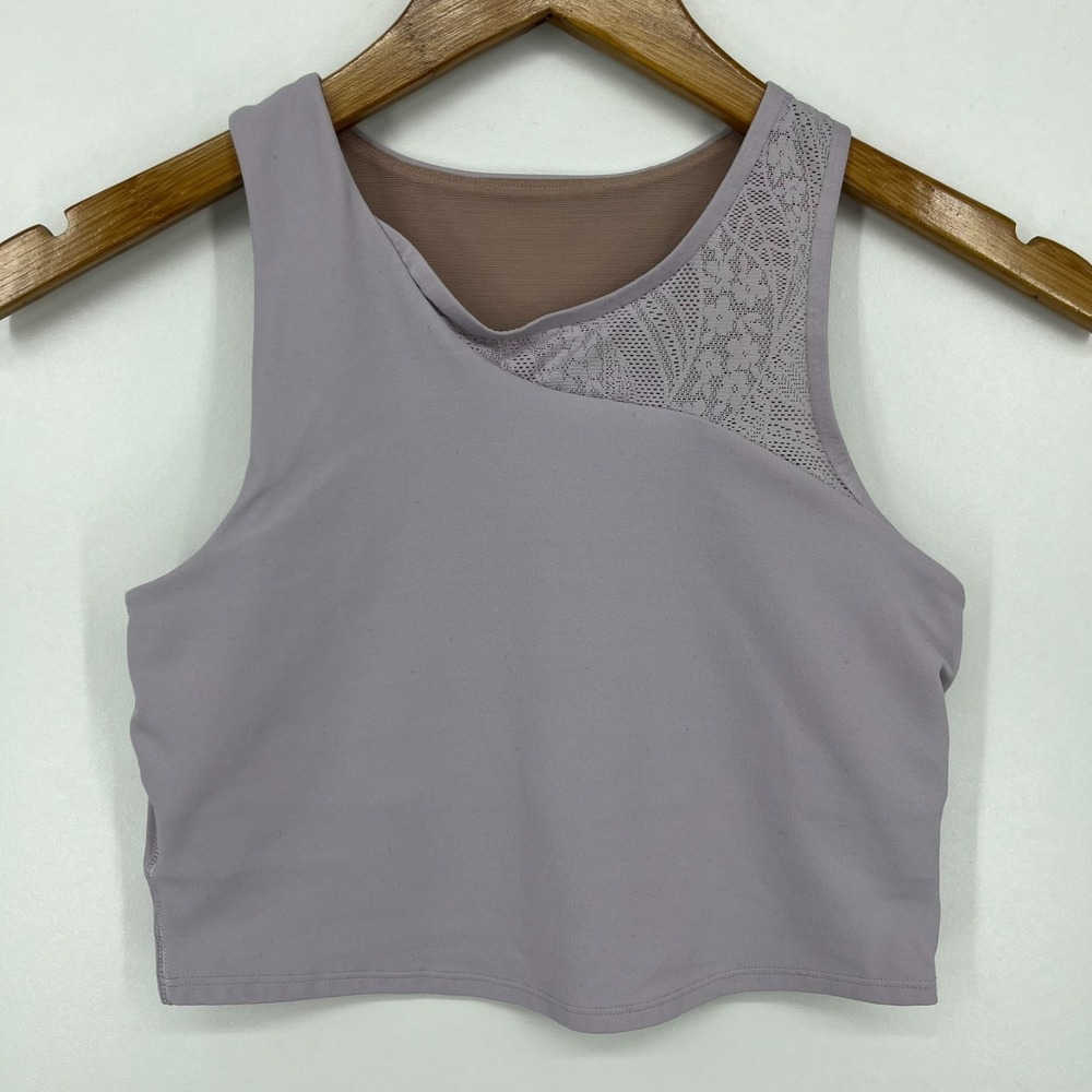 Athleta Tank Top‎ Women's Size XS Purple Lace Cropped Gym Built In Bra